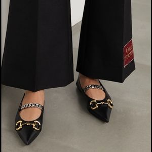 Gucci Ballet Flats with Silver Chain and Gold Horsebit size 39